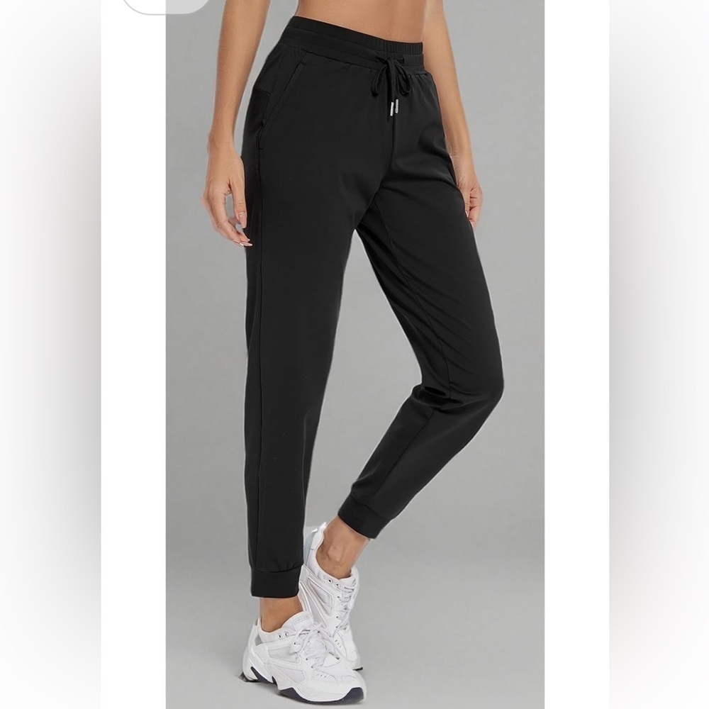 Blaosn Black Joggers Size Medium Zip Pockets Gym Yoga Athletic Stretch EUC - Picture 9 of 10